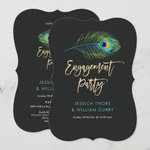 Invitation PixDezines Shimmer Peacock Feather/Fiançailles