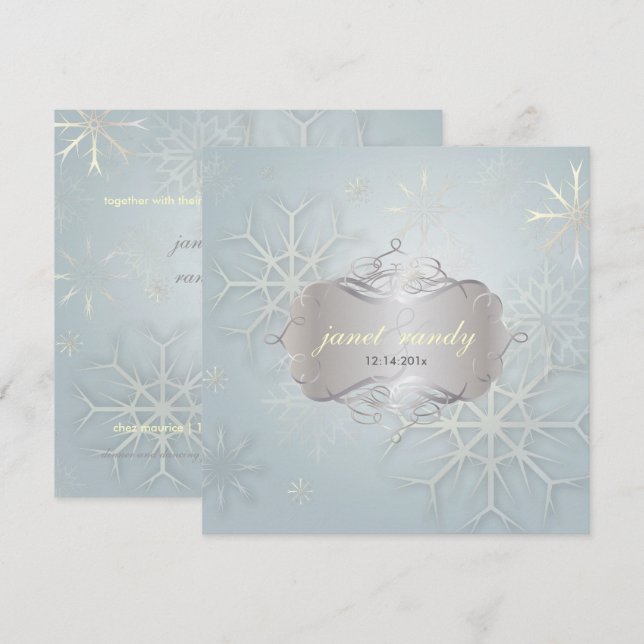 Invitation PixDezines SNOWFLAKES/MARIAGE D'HIVER (Devant / Derrière)