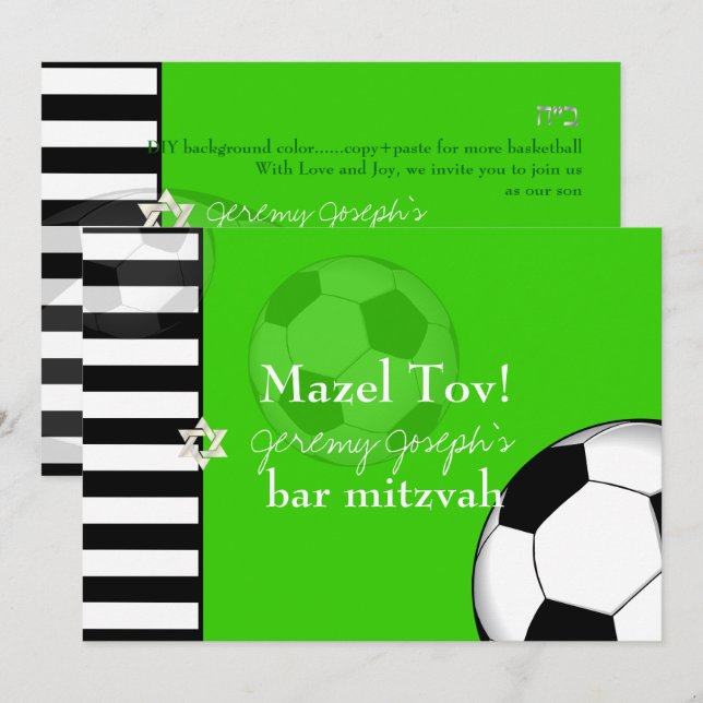 Invitation PixDezines soccer bar mitzvah/do-it-yourself coule (Devant / Derrière)
