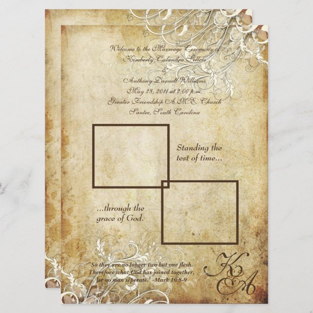 Invitation PixDezines spirales de crème vintage (Devant / Derrière)