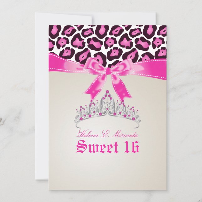 Invitation PixDezines Sweet 16/jaguar rose (Devant)