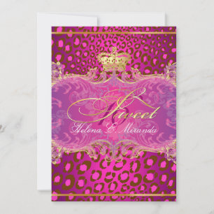Invitation PixDezines Sweet 16/Magenta léopard/DO-IT-YOURSELF