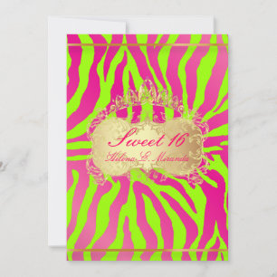 Invitation PixDezines Sweet 16/Zebra/do-it-yourself arrière -