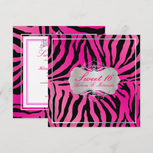 Invitation PixDezines SWEET 16/ZEBRA PRINT/CHAUD