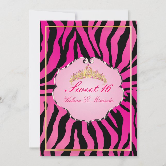 Invitation PixDezines Sweet 16/Zebra Stripes (Devant)