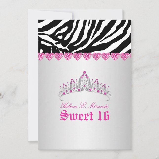Invitation PixDezines Sweet 16/Zebra Stripes (Devant)