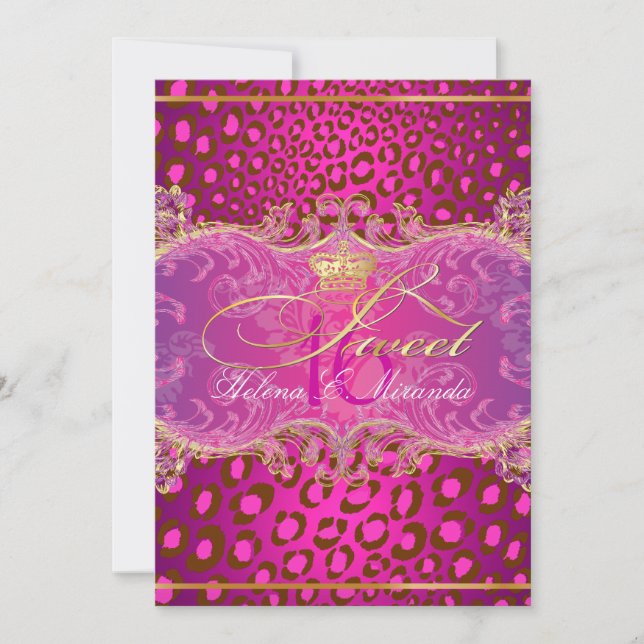 Invitation PixDezines Sweet 16Magenta léopard/DO-IT-YOURSELF  (Devant)
