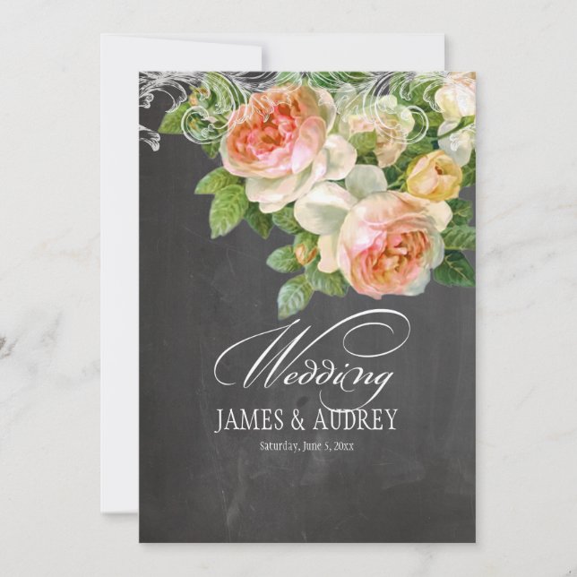 Invitation PixDezines, tableau de bord/rococo/roses vintages (Devant)