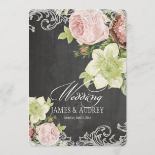 Invitation PixDezines, tableau de bord/rococo/roses vintages