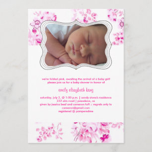 Invitation PixDezines toile rose/faire-part de naissance/douc