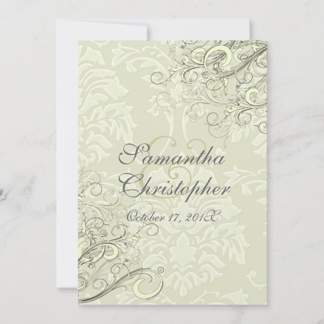 Invitation PixDezines tourbillons d'ébène/damas d'ivoire (Devant)