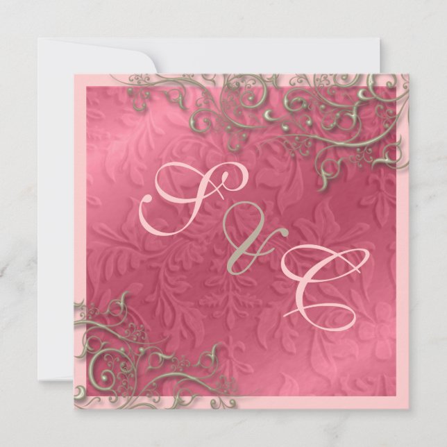 Invitation PixDezines tourbillons rustiques/faux argent (Devant)