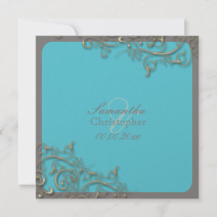 Invitation PixDezines tourbillons rustiques/faux argent