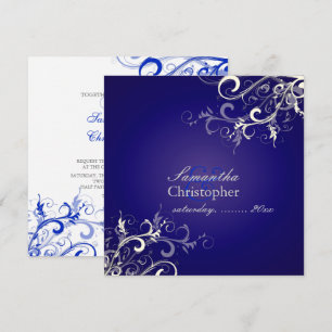 Invitation PixDezines Tourbillons Vanille/Fond Bleu Royal