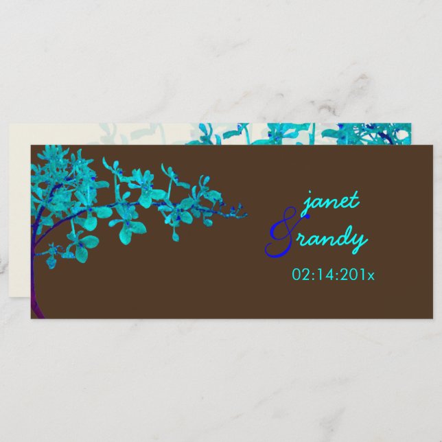 Invitation PixDezines TURQUOISE ORCHIDS/RENANTHERA/DO-IT-YOUR (Devant / Derrière)