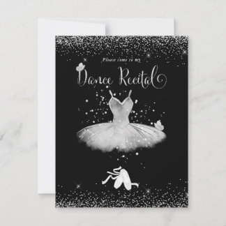 Invitation PixDezines Tutu rose et papillons Récital de danse