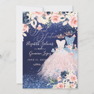 Invitation PixDezines Twins Sweet 16 Dusty Blue + 