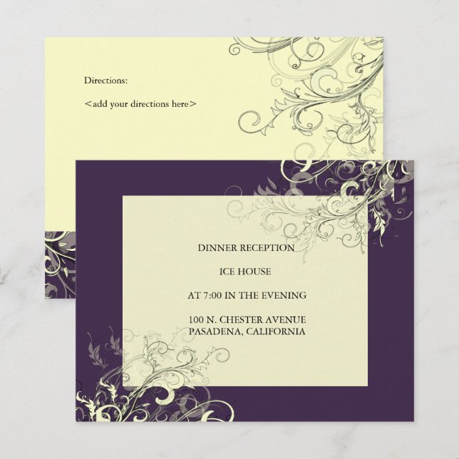 Invitation PixDezines Vanilla Swirls/DO-IT-YOURSELF noir pour (Devant / Derrière)