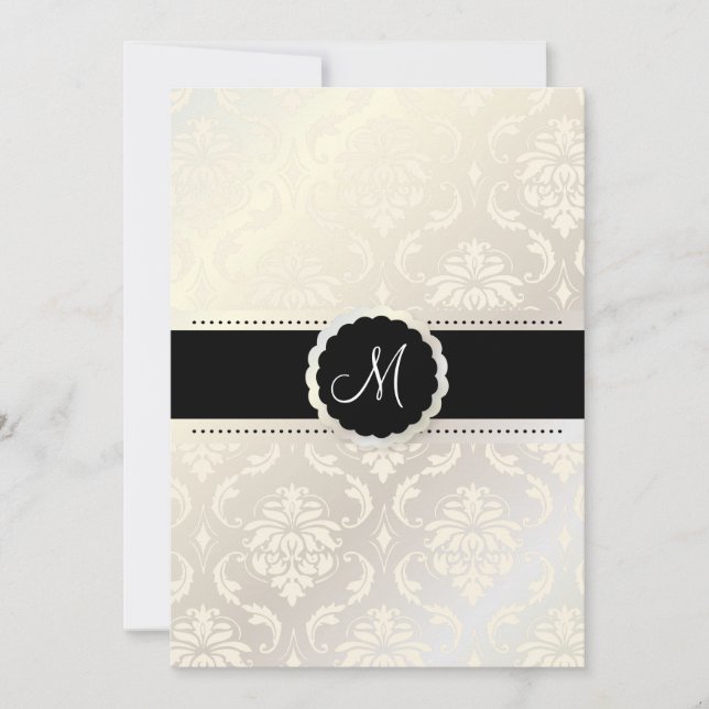 Invitation PixDezines Vendome Damask / Black + White 5x7 (Devant)