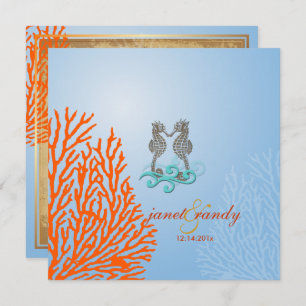 Invitation PixDezines VINTAGES SEAHORSES+CORAL