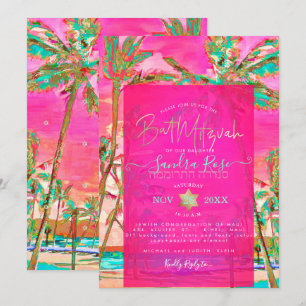 Invitation PixDezines Watercolor Beach Bat mitzvah, Rose chau