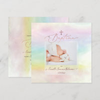 PixDezines Watercolor Cotton Candy, Baptême Fille