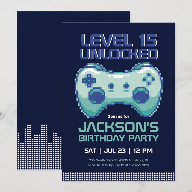 Invitation Pixel Jeu Joueur Joueur Vidéo Joueur Joueur Joueur (Devant / Derrière)