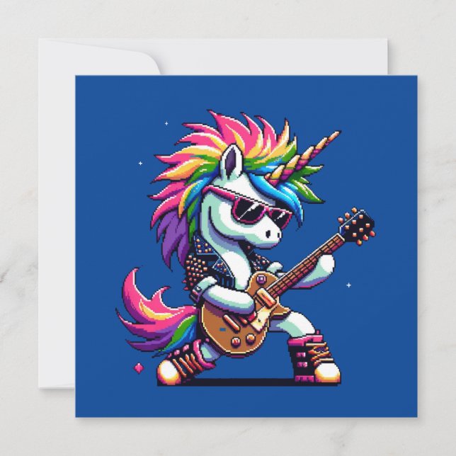 Invitation Pixel Punk Rock Unicorne (Devant)