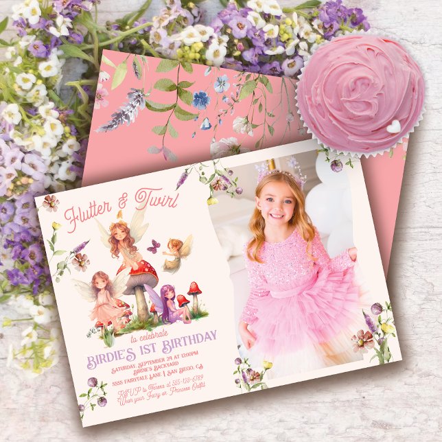 Invitation Pixie Fairy Princesse Enchantée Photo Anniversaire (Créateur téléchargé)