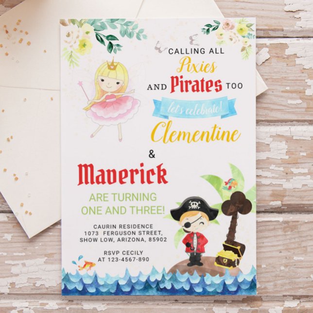 Invitation Pixies et Pirates Anniversaire de la fraternité mi (Créateur téléchargé)