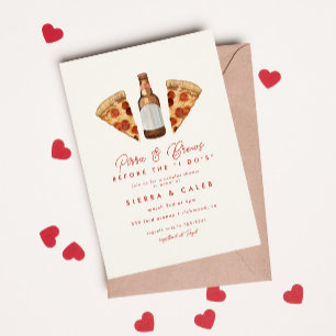 Invitation Pizza & Bière Couples Décontractés Fête des mariée