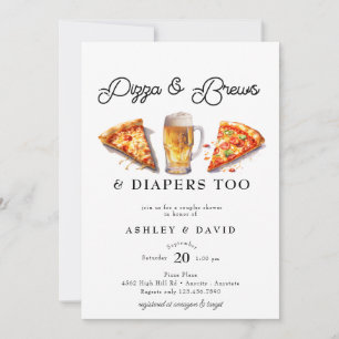 Invitation Pizza & Bière   Fête de Couple à l'Aquarelle