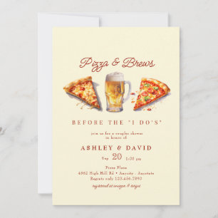Invitation Pizza & Bière   Fête de Couple à l'Aquarelle 