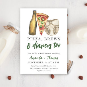 Invitation Pizza, bières et couches aussi - Baby Shower