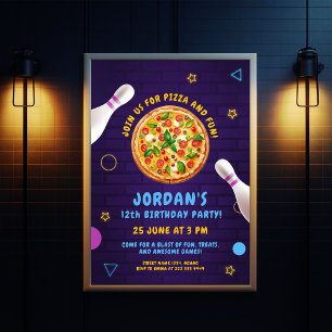 Invitation Pizza Bowl Amusement Anniversaire