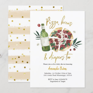 Invitation Pizza, brasses et plongeurs à Baby shower Invitati