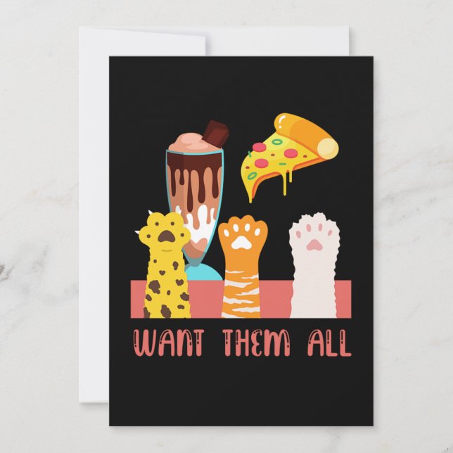 Invitation Pizza chat Crème glacée Kitten Kitty Animal animal (Devant)