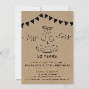 Invitation Pizza & Cheers & Beers Anniversaire - N'importe qu
