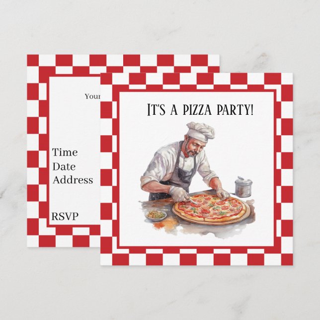 Invitation pizza cool (Devant / Derrière)