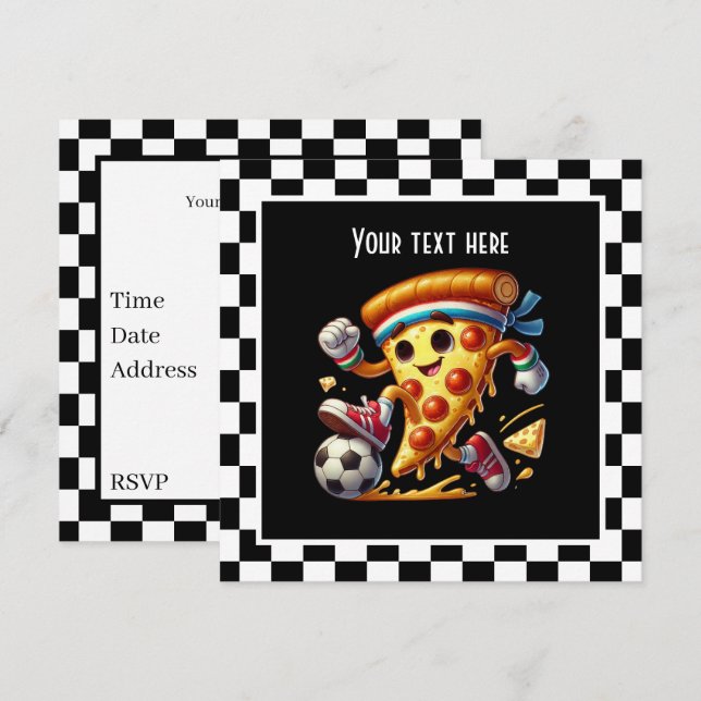 Invitation Pizza cool de football (Devant / Derrière)