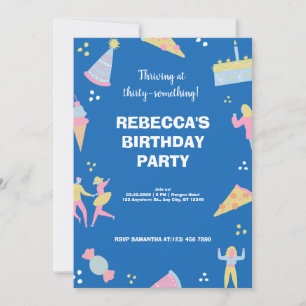 Invitation Pizza d'anniversaire à la crème glacée bleue migno