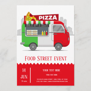 Invitation Pizza de rue pour camion de nourriture