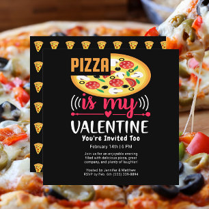 Invitation Pizza est mon Carré de fête de Saint Valentin