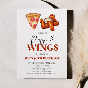 Invitation Pizza et ailes Poulet Ailes Fête d'Anniversaire