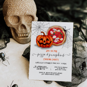 Invitation Pizza et Citrouilles de la fête d'Halloween