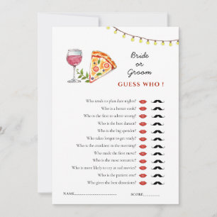 Invitation Pizza et Love 'Guess Who' Douche jeu