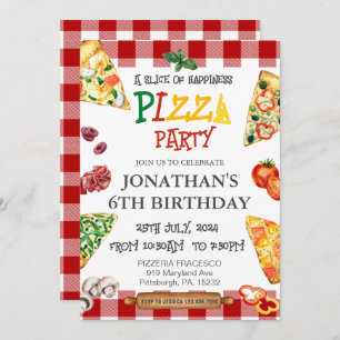 Invitation Pizza fête d'anniversaire