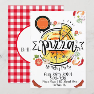 Invitation Pizza fête d'anniversaire