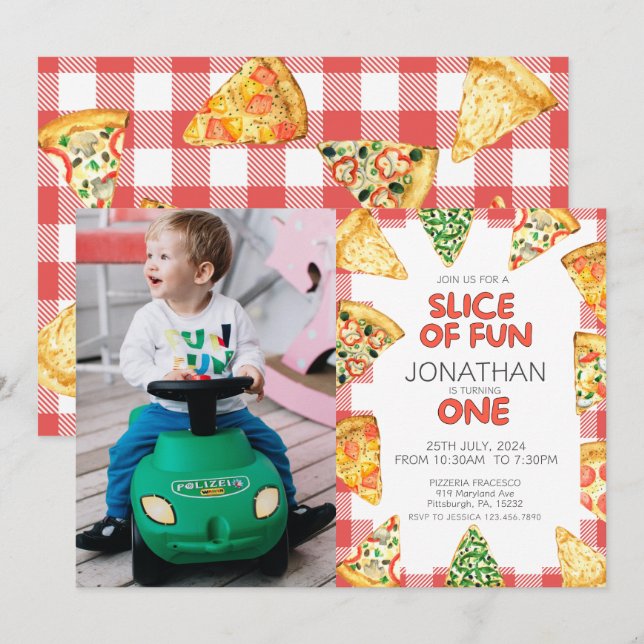 Invitation Pizza fête d'anniversaire Photo (Devant / Derrière)