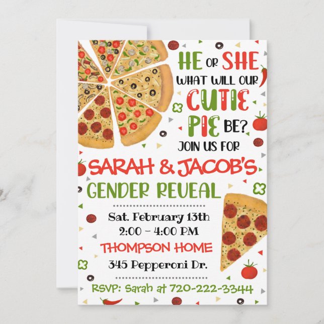 Invitation Pizza Genre Reveal Invitation, Genre Reveal (Devant)